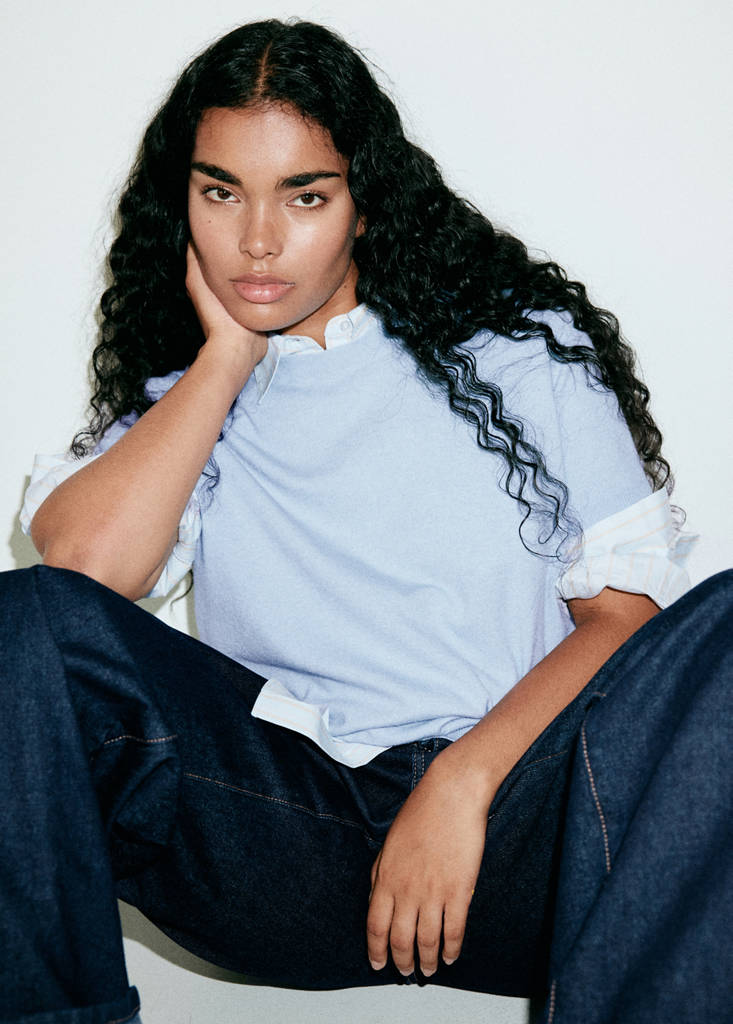 Short-sleeved knitted sweater — Sky Blue