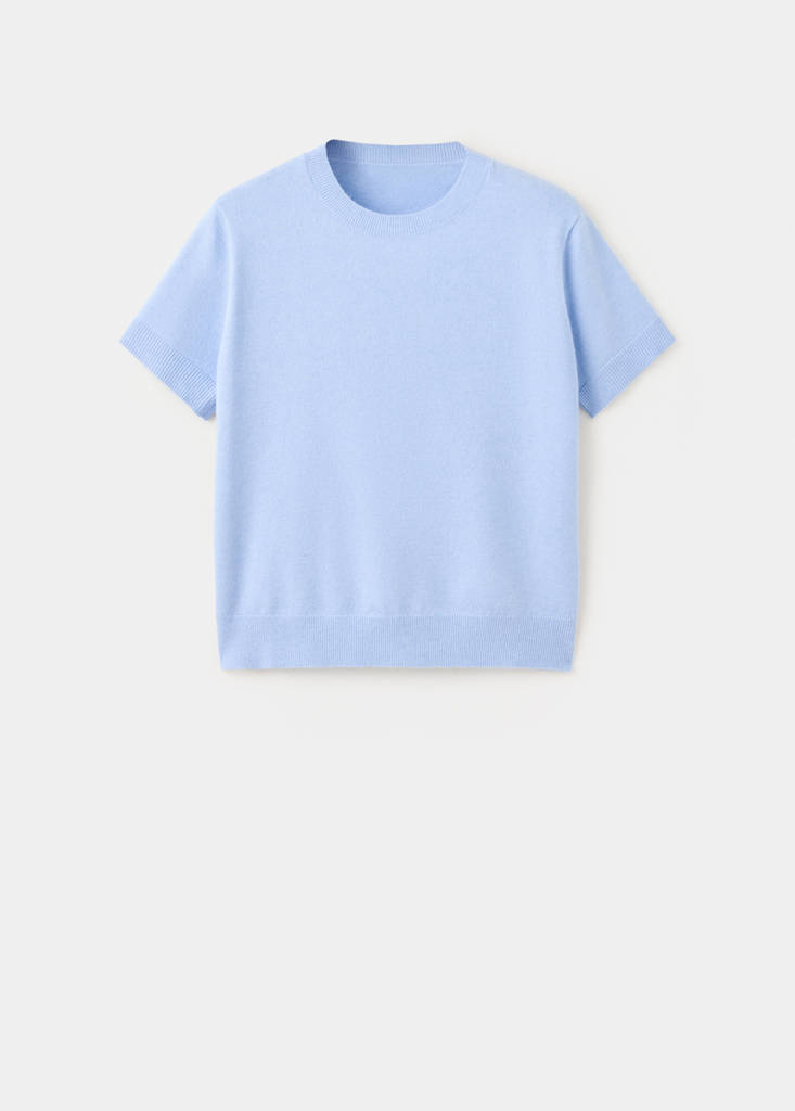 Short-sleeved knitted sweater — Sky Blue