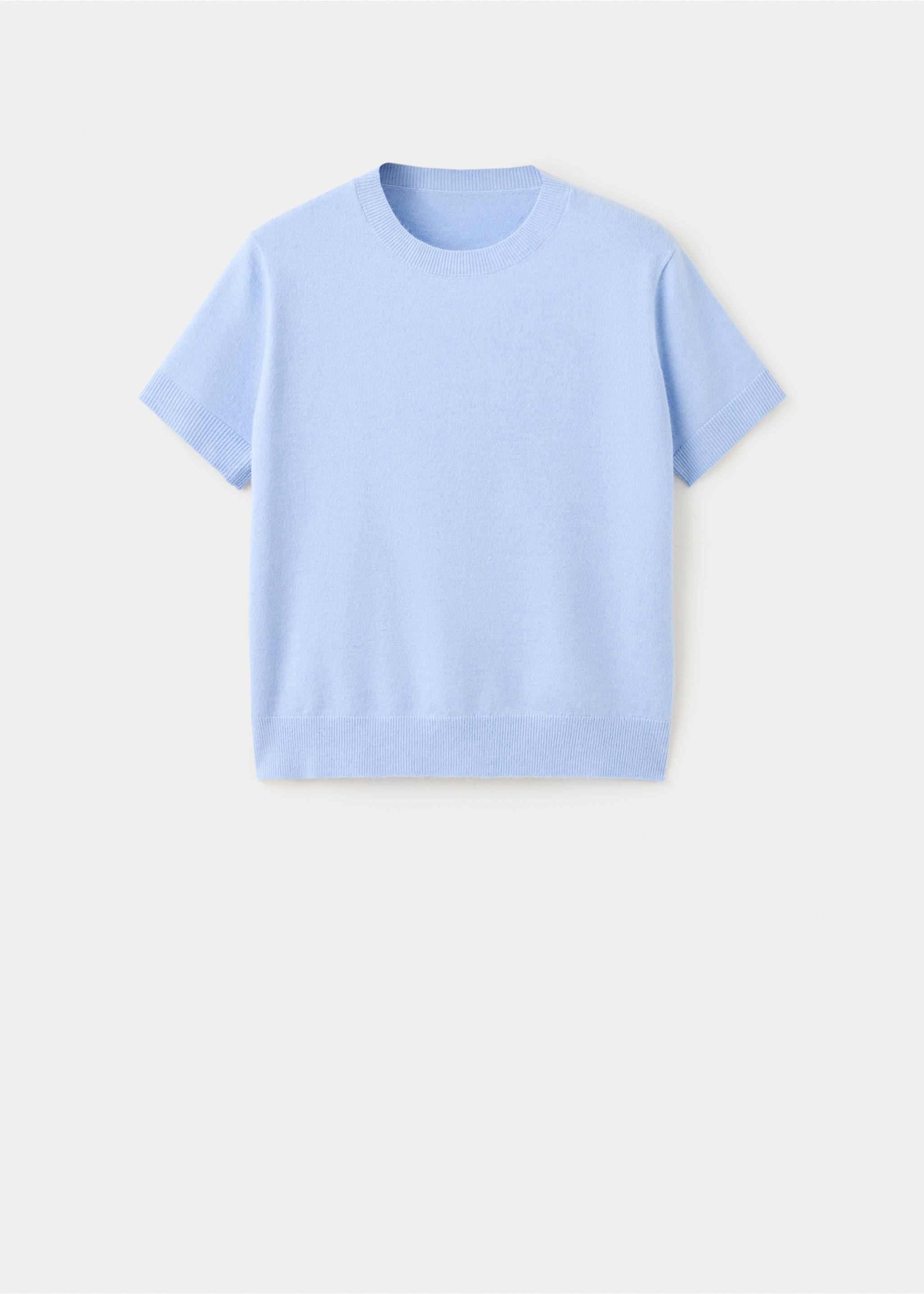 Short-sleeved knitted sweater - Article without model, Sky Blue. Ref: 37005868-00.