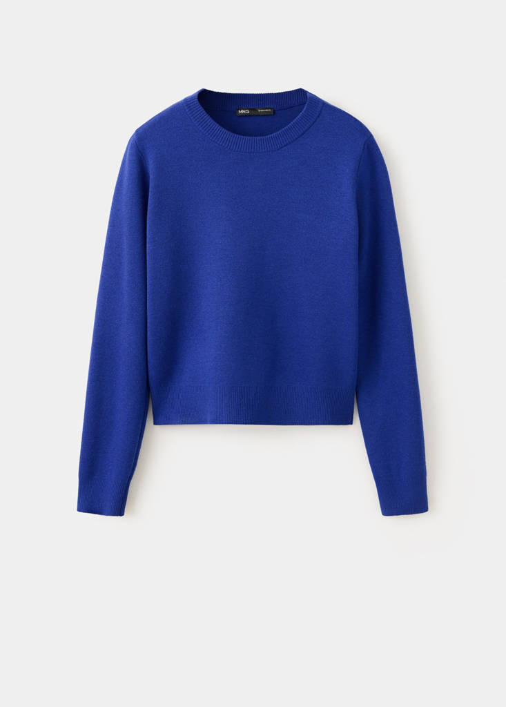 Fine-knit crew-neck sweater — Vibrant blue