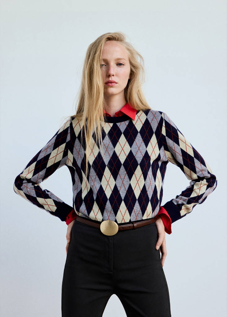 Fine-knit crew-neck sweater — Navy