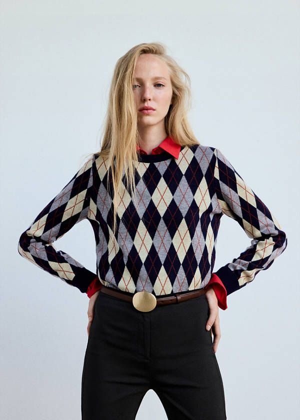 Fine-knit crew-neck sweater — Navy