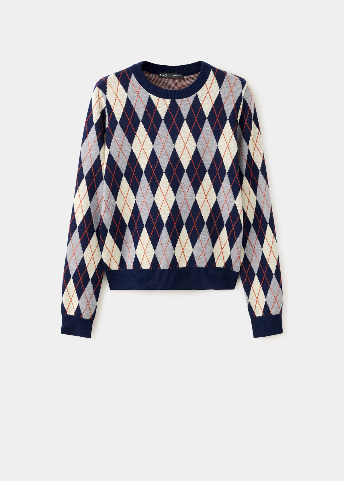 Fine-knit crew-neck sweater — Navy