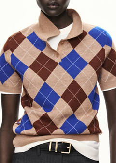 Argyle polo neck sweater — Medium Brown 4