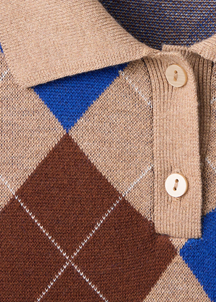 Argyle polo neck sweater - thumbnail 7