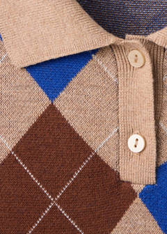 Argyle polo neck sweater — Medium Brown 7