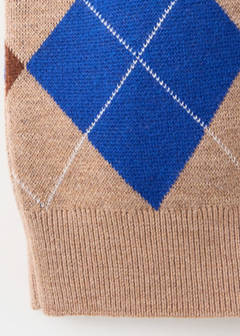 Argyle polo neck sweater — Medium Brown 8