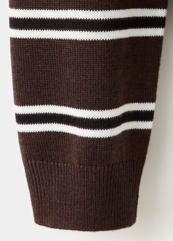 Striped polo-neck sweater — Chocolate