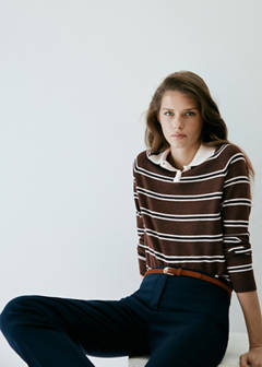 Striped polo-neck sweater — Chocolate 8