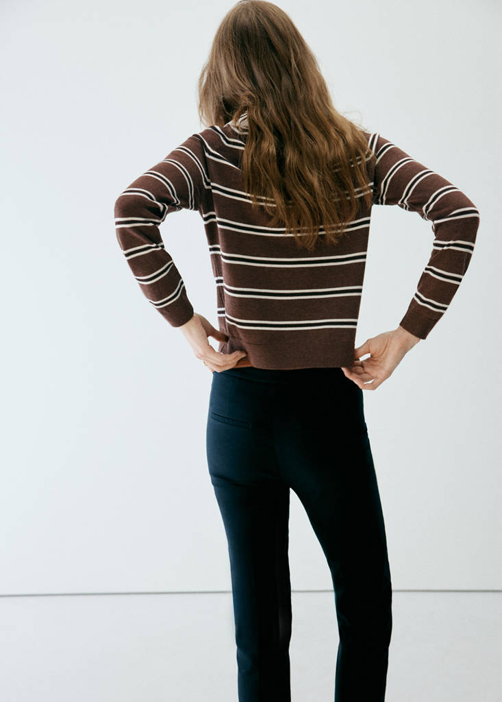 Striped polo-neck sweater — Chocolate
