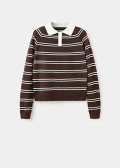 Striped polo-neck sweater — Chocolate 5
