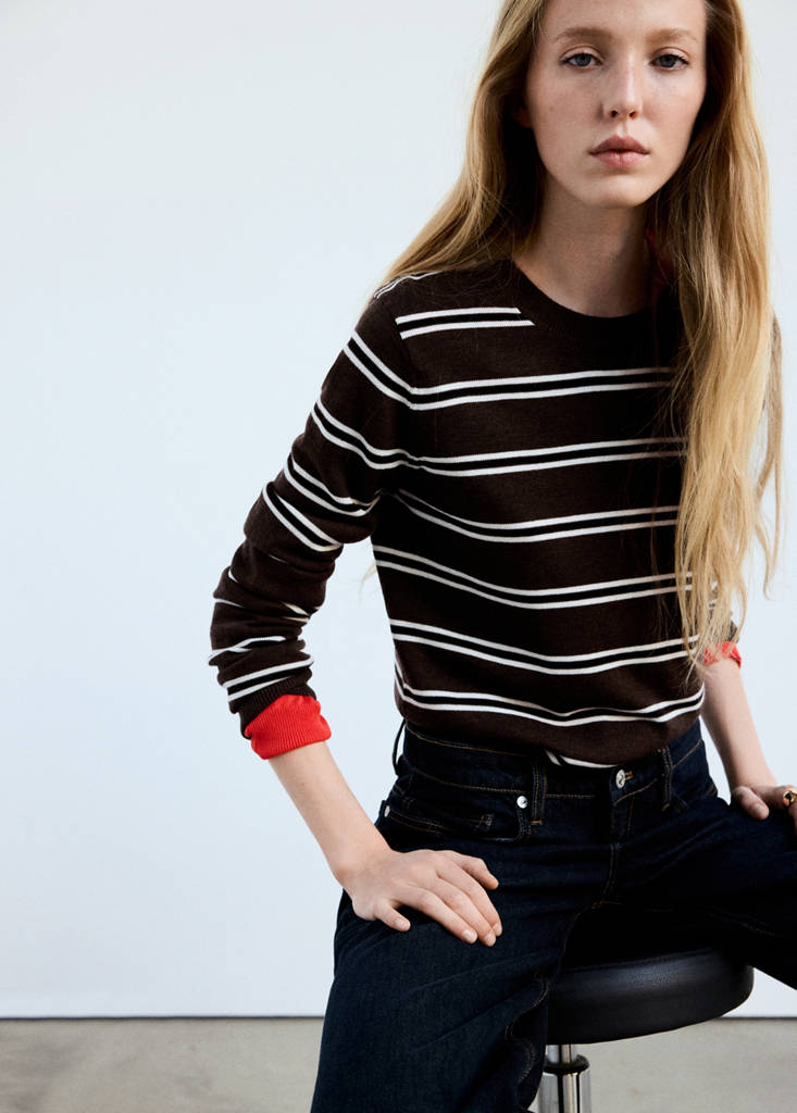 Striped knit jumper — Chocolate