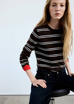 Striped knit jumper — Chocolate 1