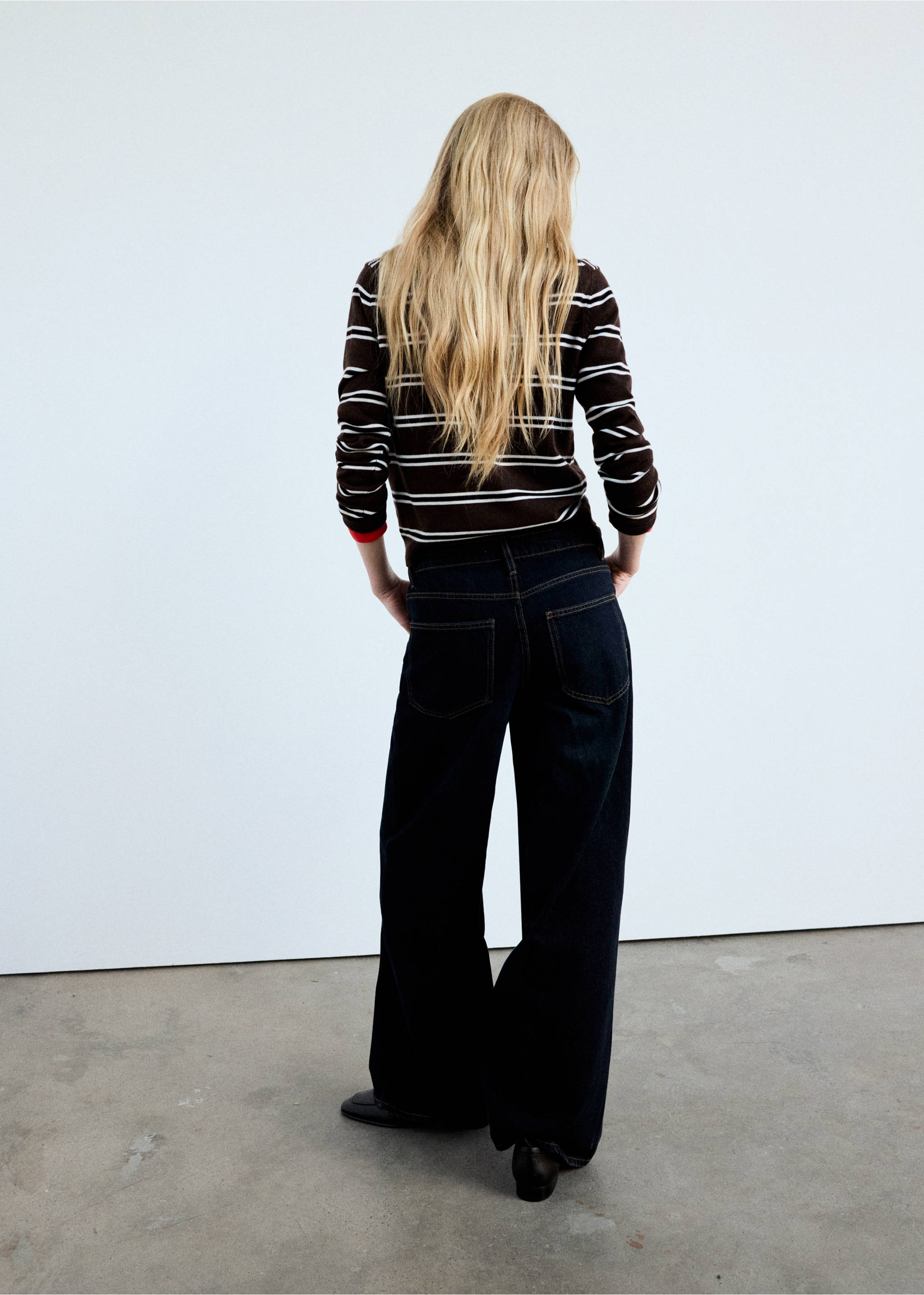 Striped knit jumper - Reverse of the article, Chocolate. Ref: 37005873-00.