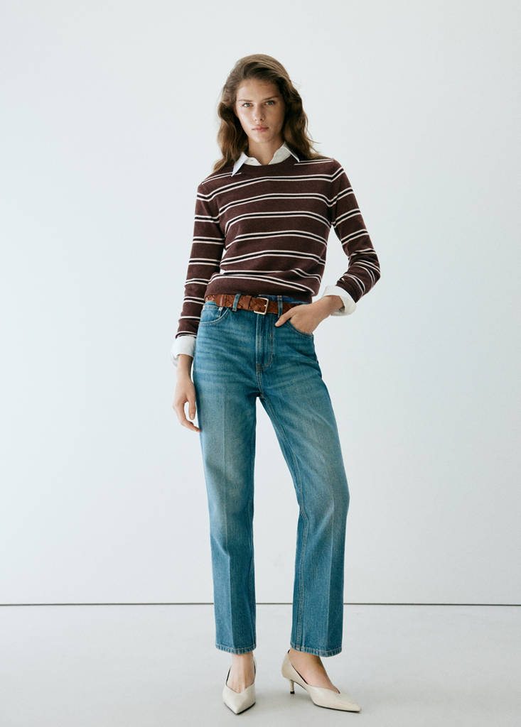 Striped knit jumper — Chocolate