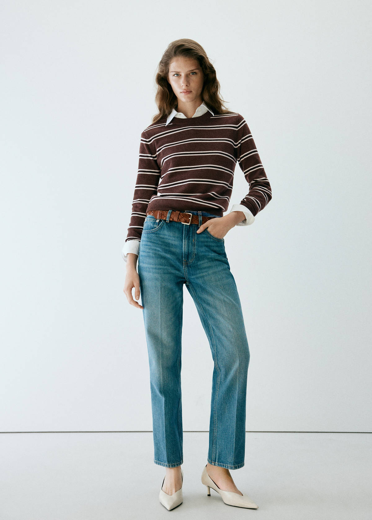 Striped knit jumper — Chocolate
