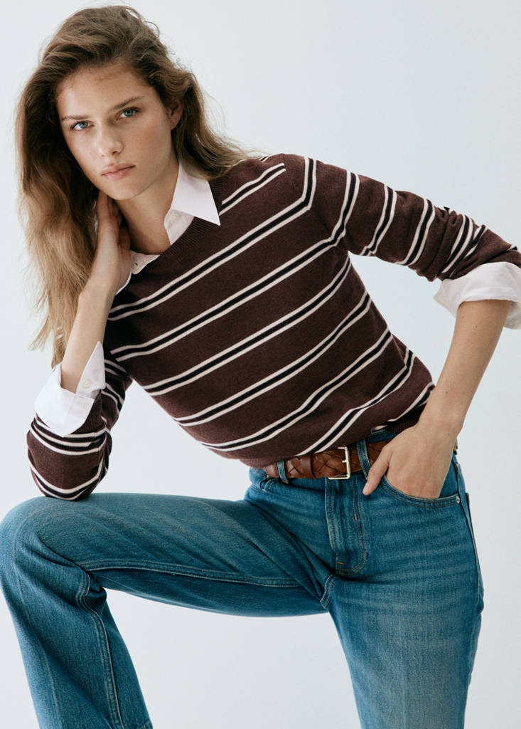 Striped knit jumper — Chocolate