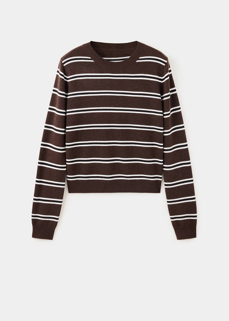 Striped knit jumper — Chocolate