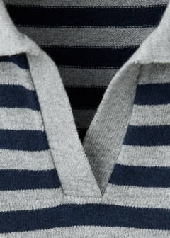 Striped polo neck sweater — Dark Navy 6