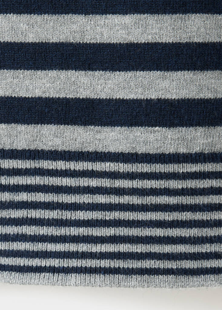 Striped polo neck sweater — Dark Navy