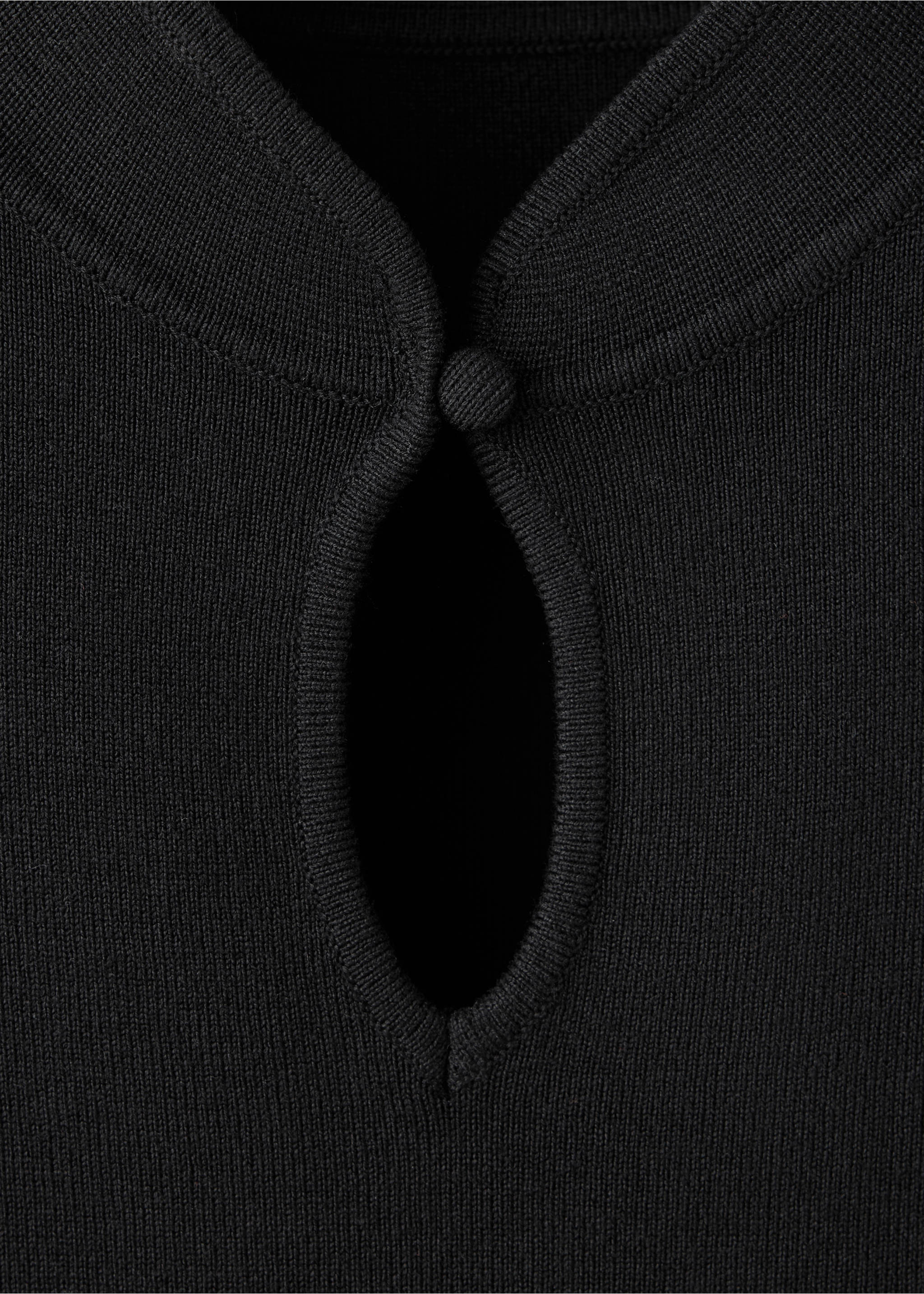 Perkins-neck sweater with cut-out - Details of the article 8, Black. Ref: 37005876-00.