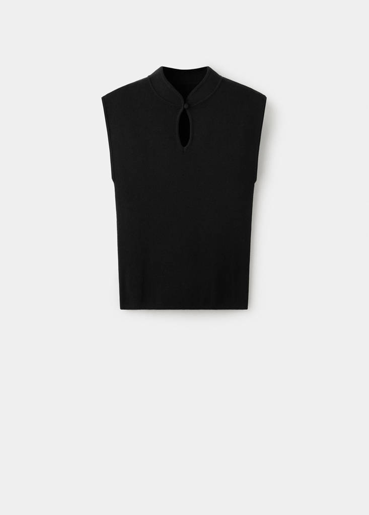 Perkins-neck sweater with cut-out — Black
