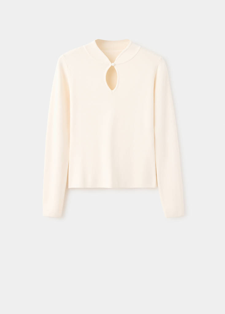 Fine-knit cut-out jumper — Ecru