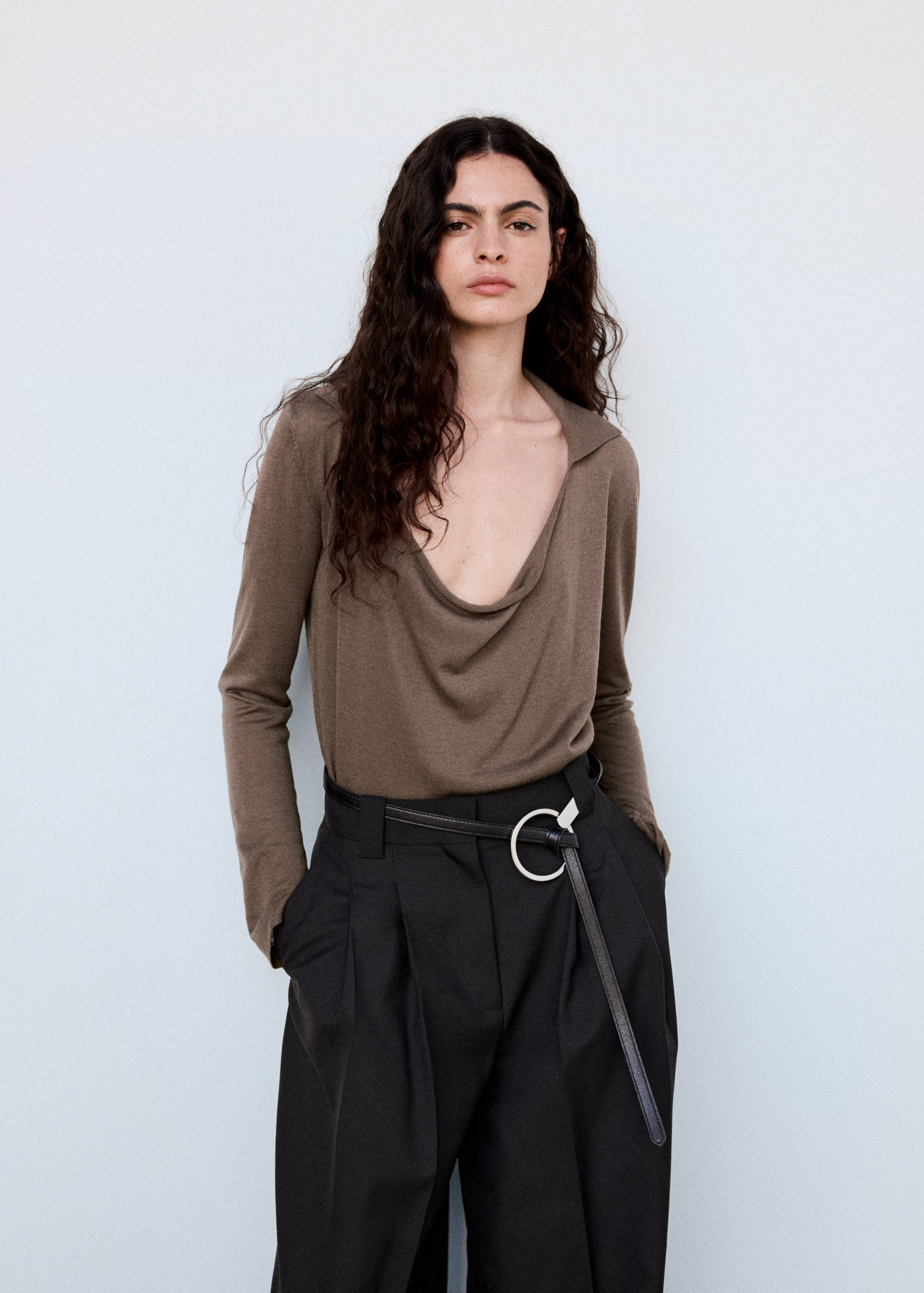 Lyocell jersey with draped neckline - Medium plane