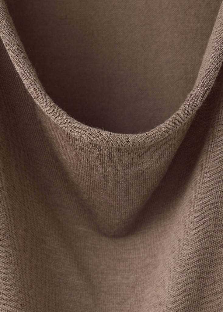 Lyocell jersey with draped neckline — Medium Brown
