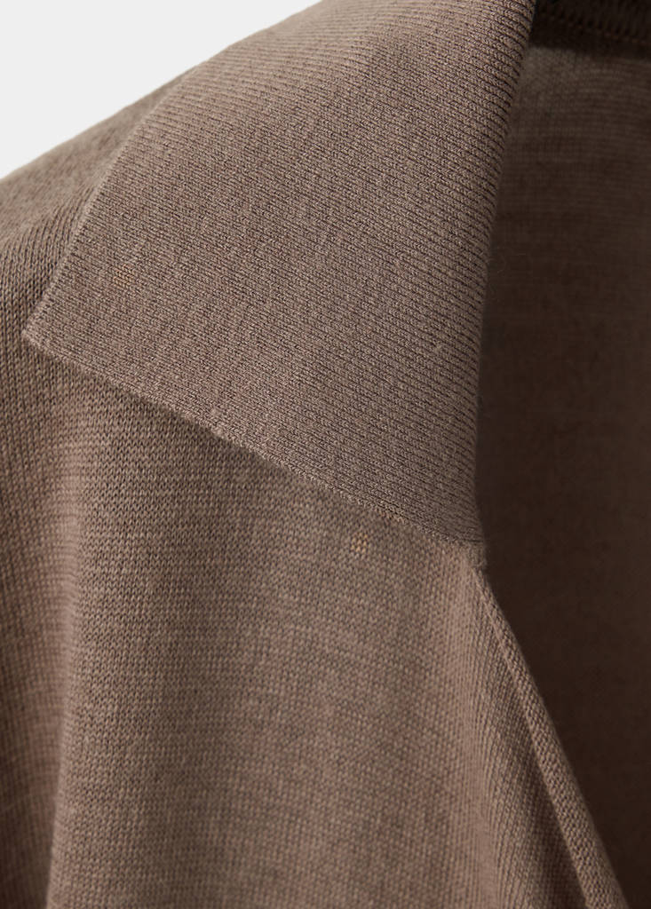 Lyocell jersey with draped neckline — Medium Brown