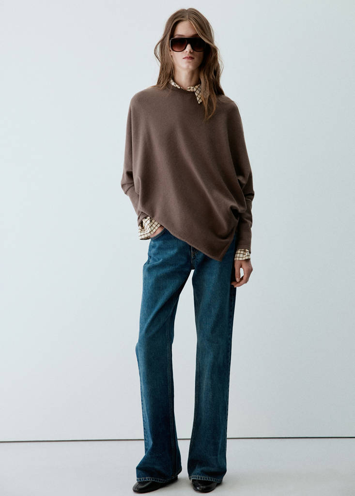 Sweter z asymetrycznym dołem średni szary - Kobieta - M-L - MANGO