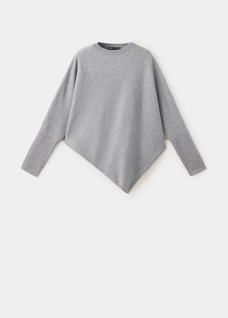 Mango Pull-over Base Asymétrique In Gris Chiné Moyen