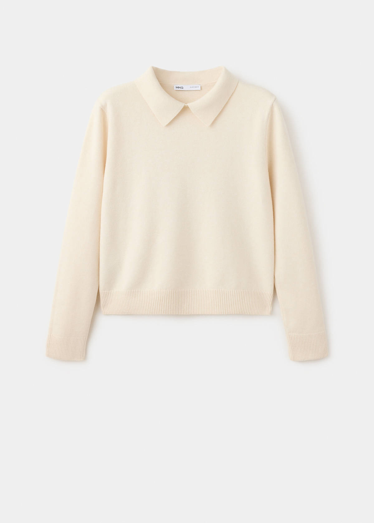 Straight-cut polo-neck jumper — Ecru