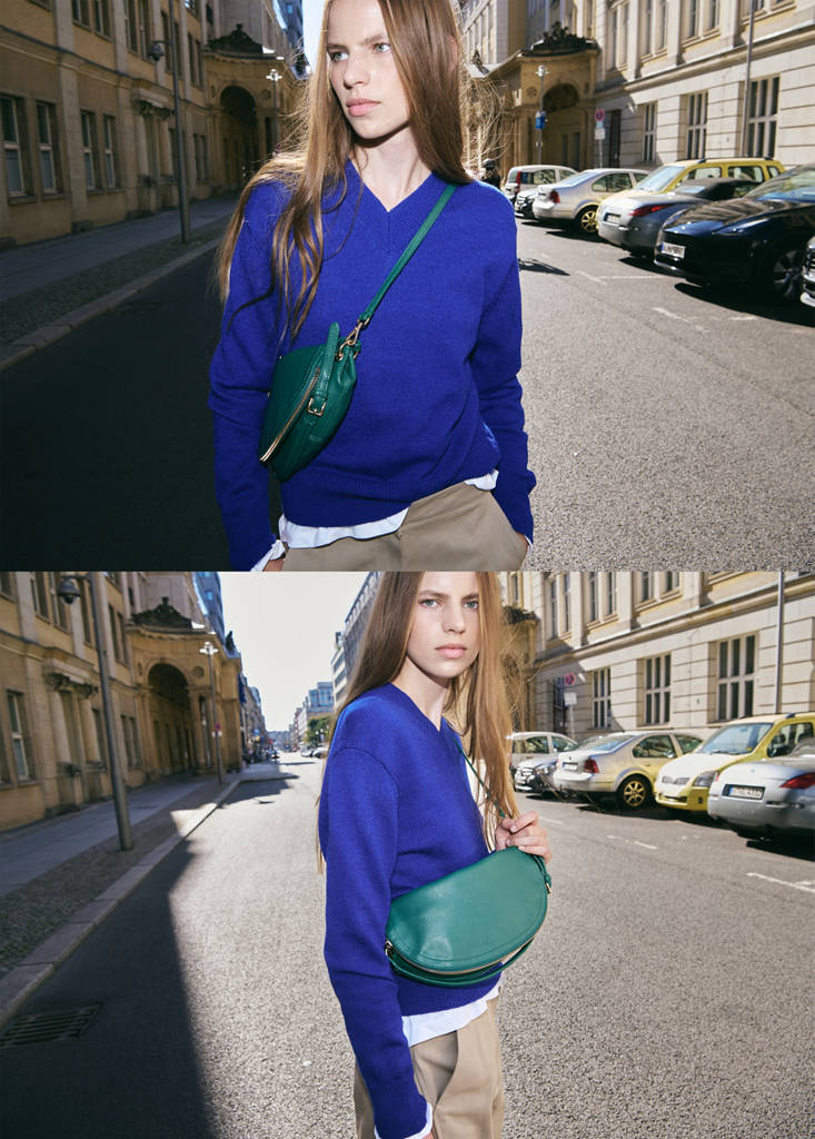 V-neck knit sweater — Vibrant blue