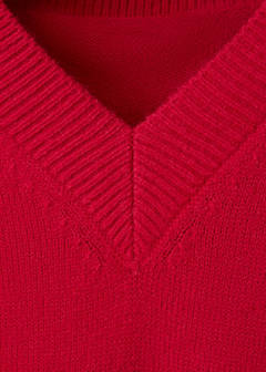 V-neck knit sweater — Red 10