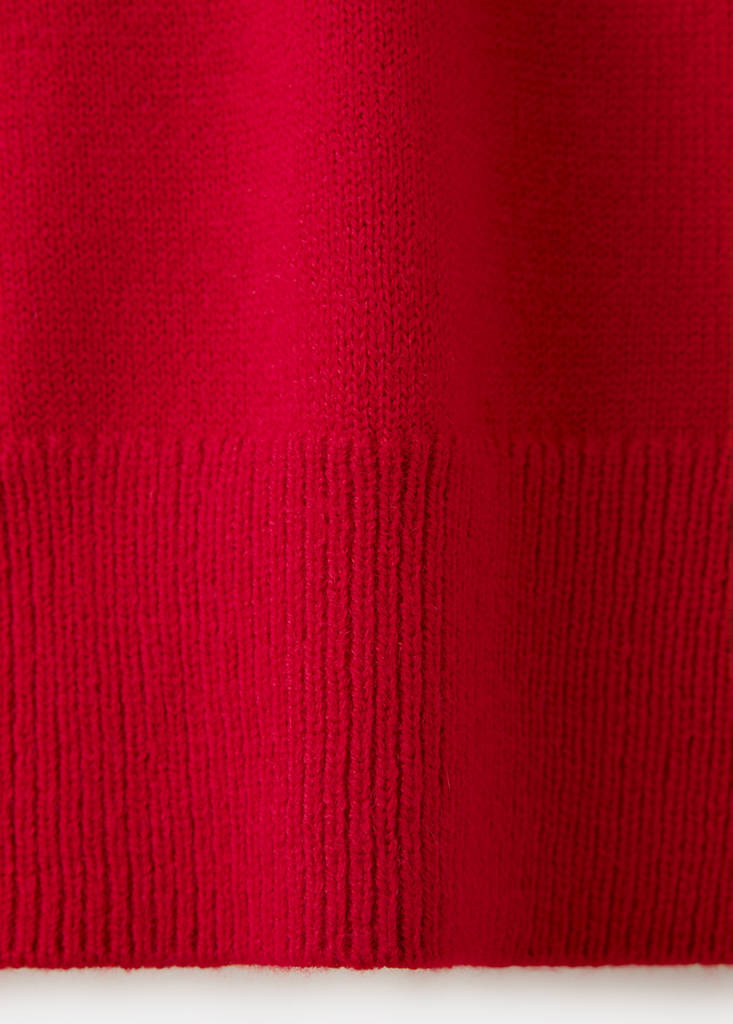 V-neck knit sweater — Red