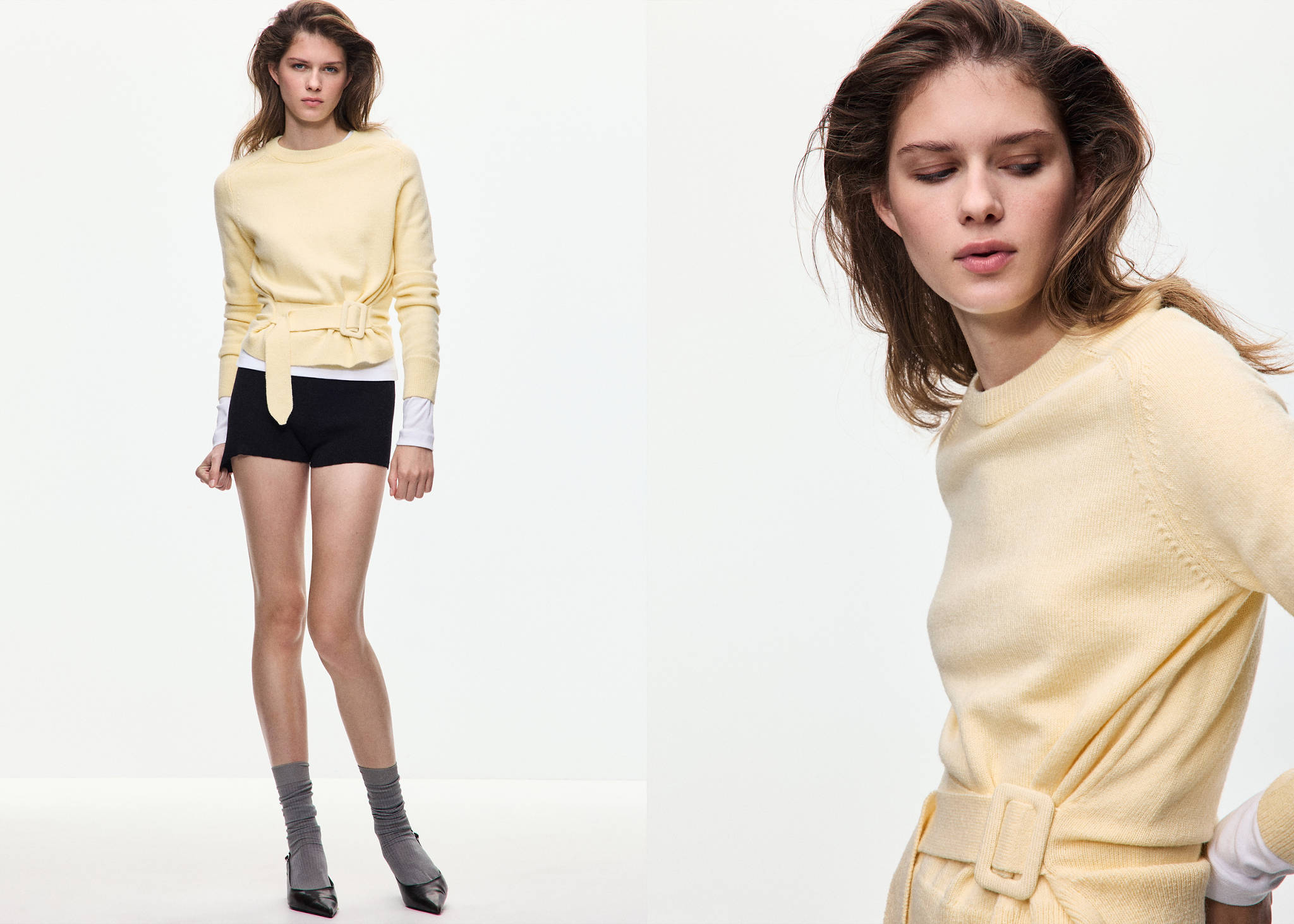 Belted knit sweater - Panoramic plane