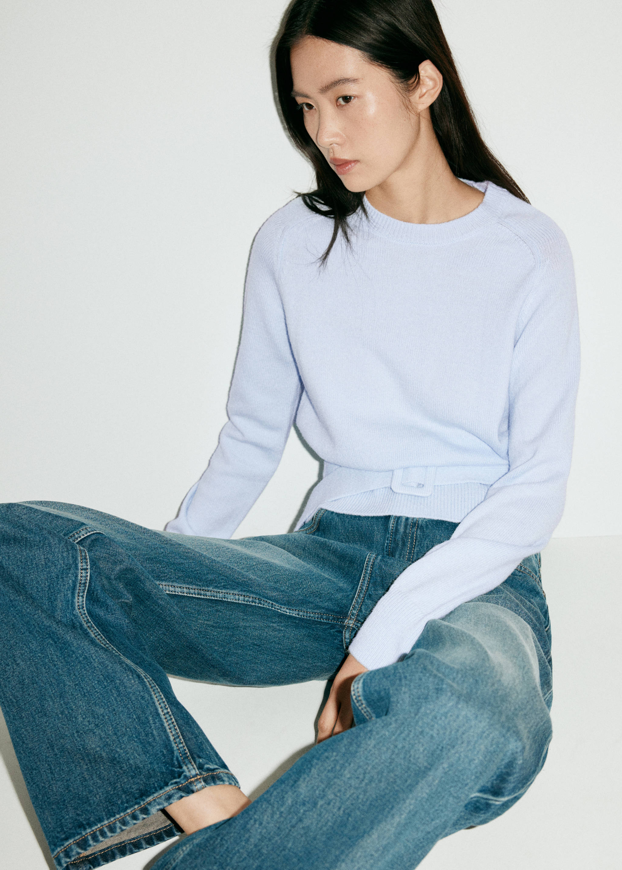 Knit jersey with buckle belt - Medium plane