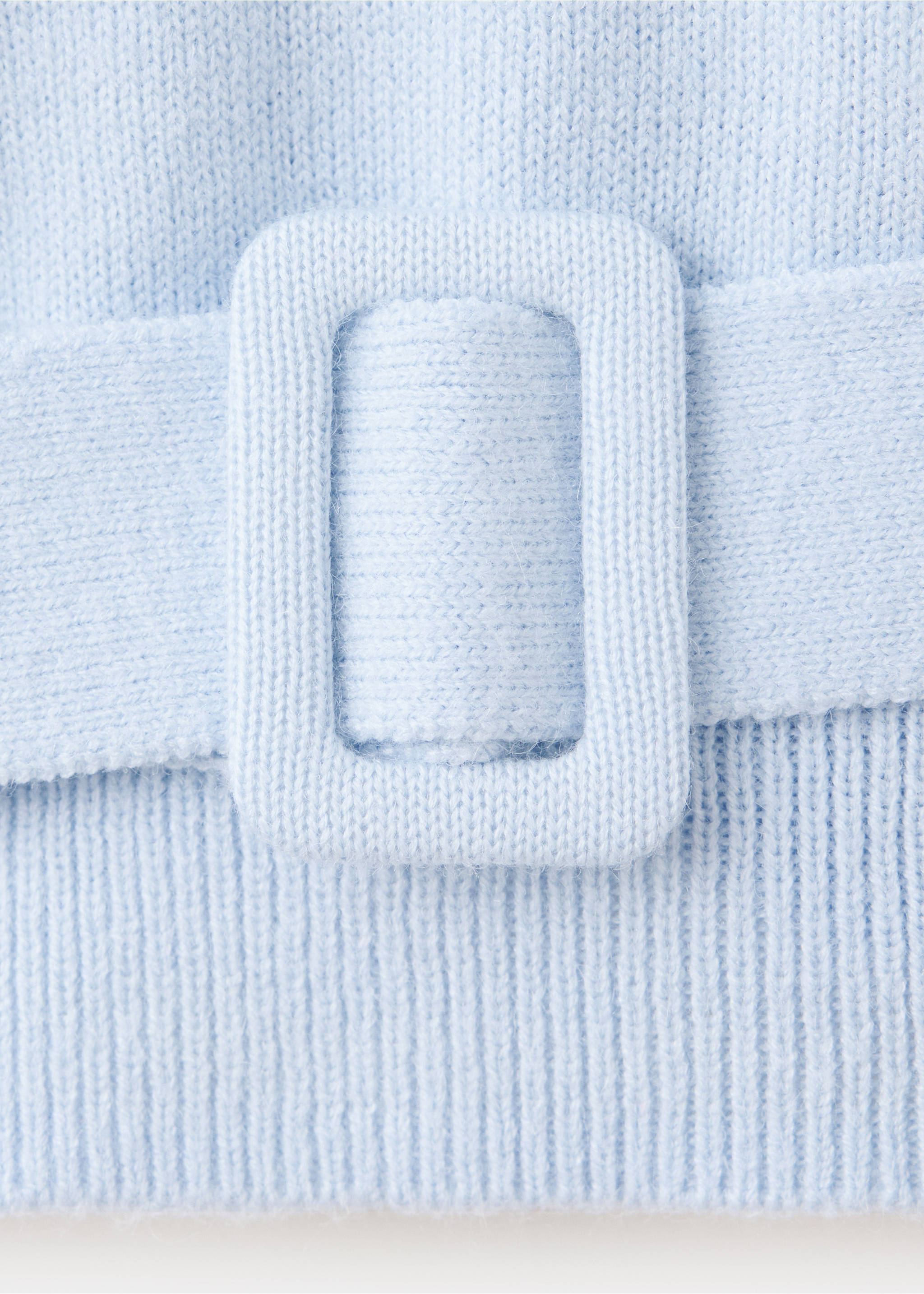 Belted knit sweater - Details of the article 8, Sky Blue. Ref: 37005884-00.