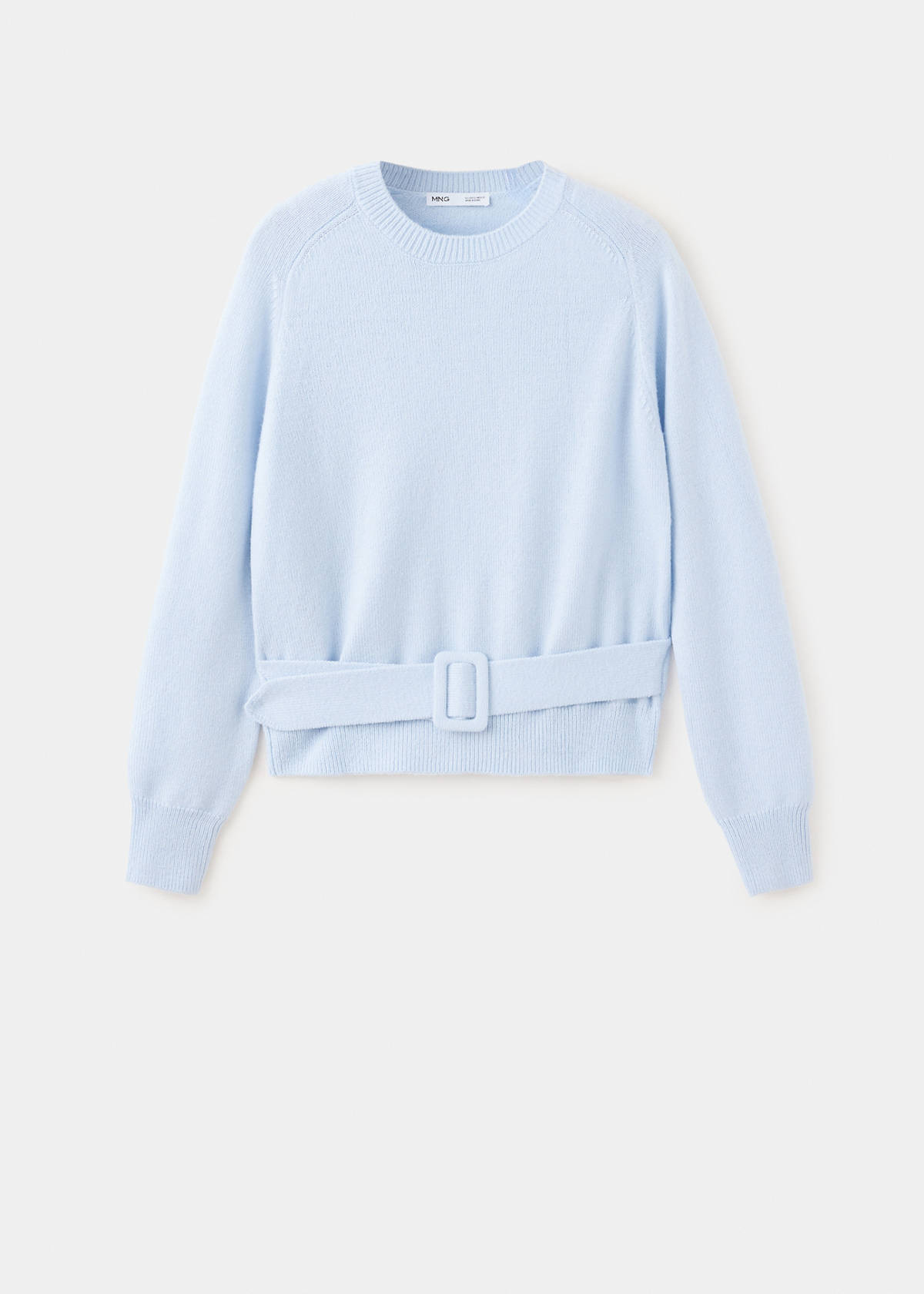Belted knit sweater — Sky Blue