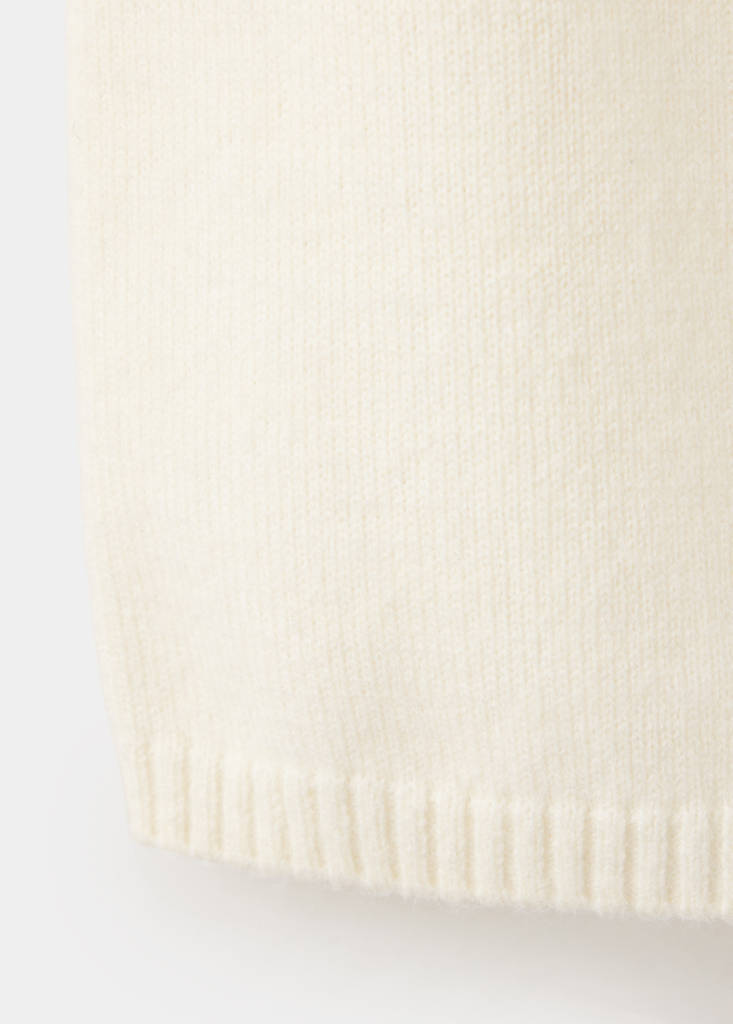 Knitted polo-neck sweater — Ecru
