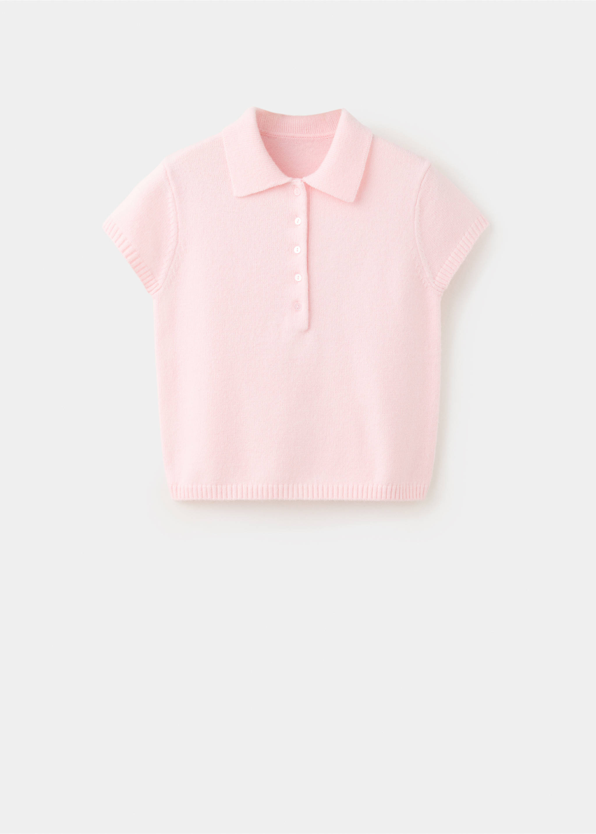 Knitted polo-neck sweater - Article without model, Pastel Pink. Ref: 37005885-00.