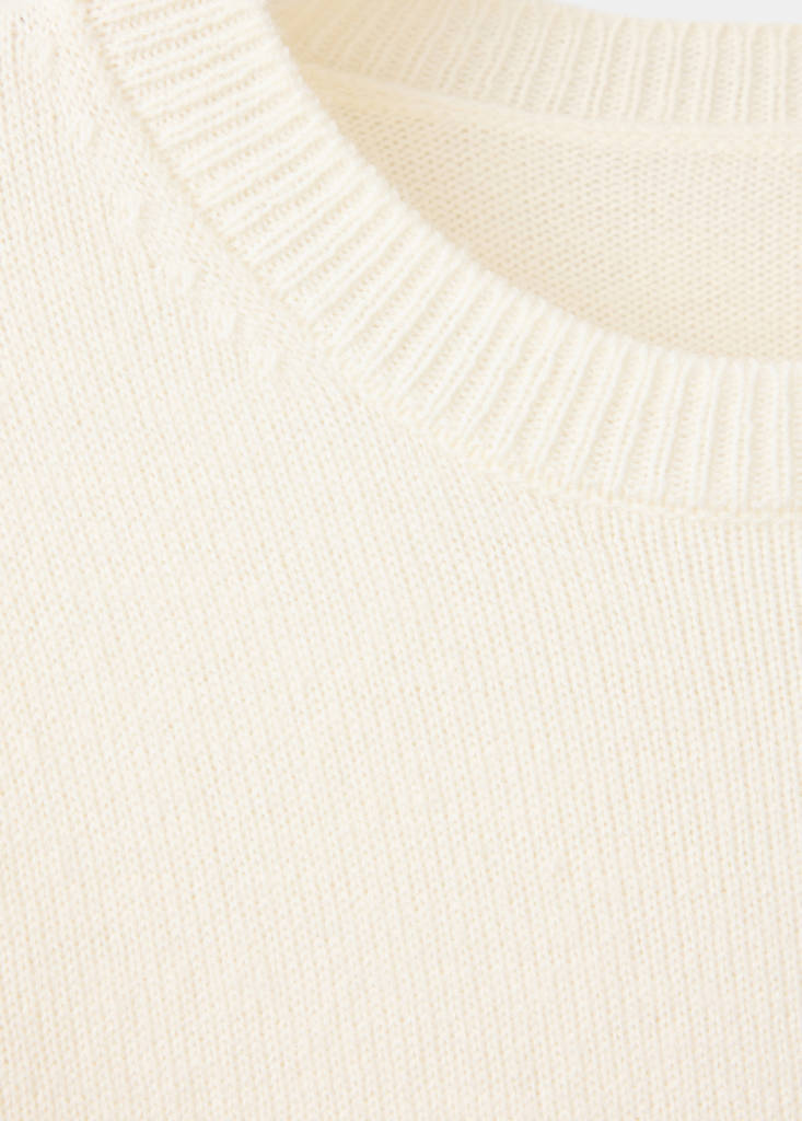 Round-neck knitted sweater — Ecru