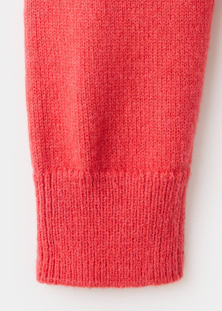 Round-neck knitted sweater — Coral Red