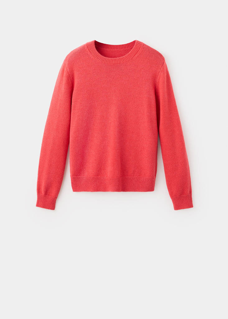 Round-neck knitted sweater — Coral Red
