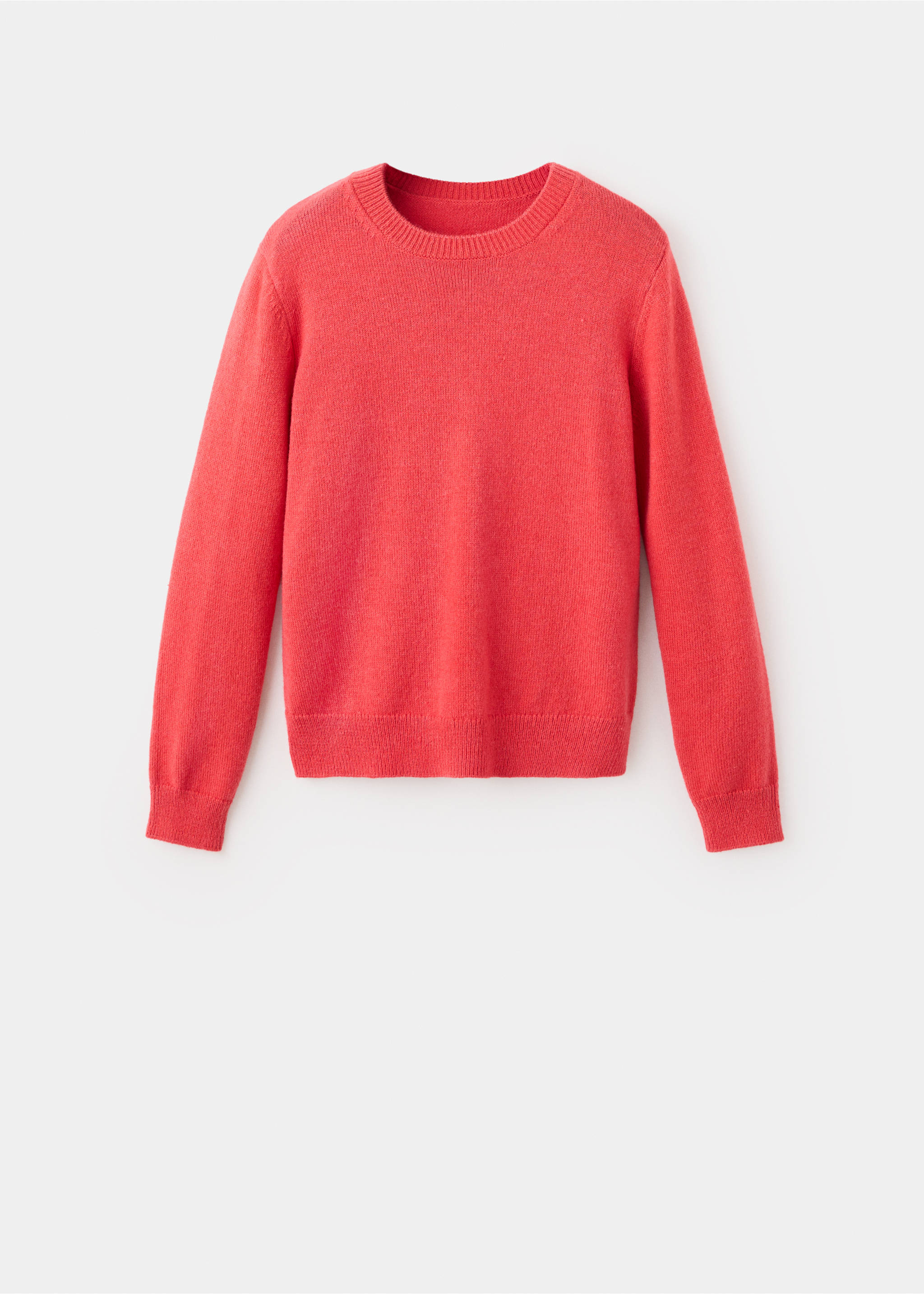 Round-neck knitted sweater - Article without model, Coral Red. Ref: 37005886-00.