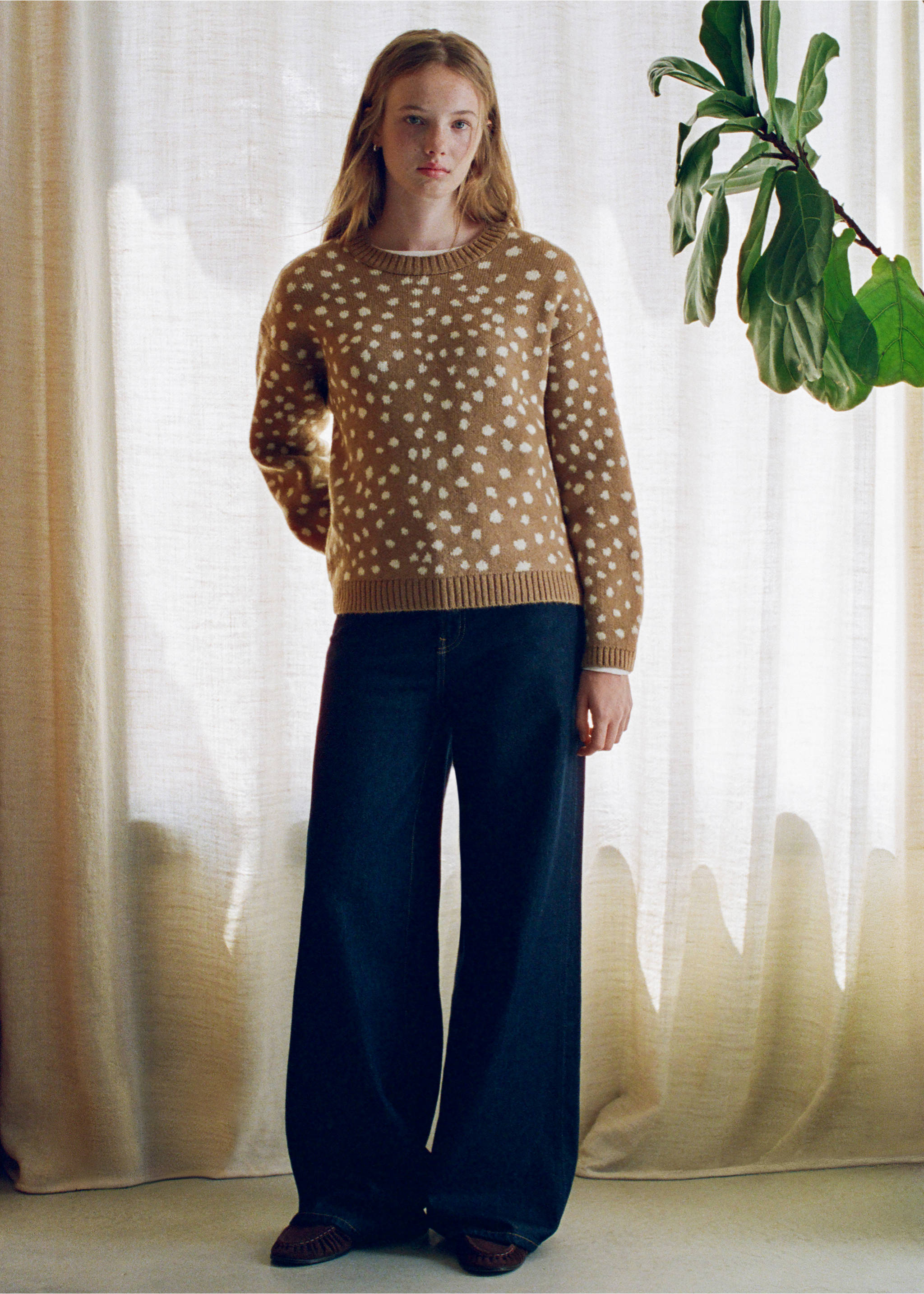 Deer-print jumper - General plane, Medium Brown. Ref: 37005887-00.