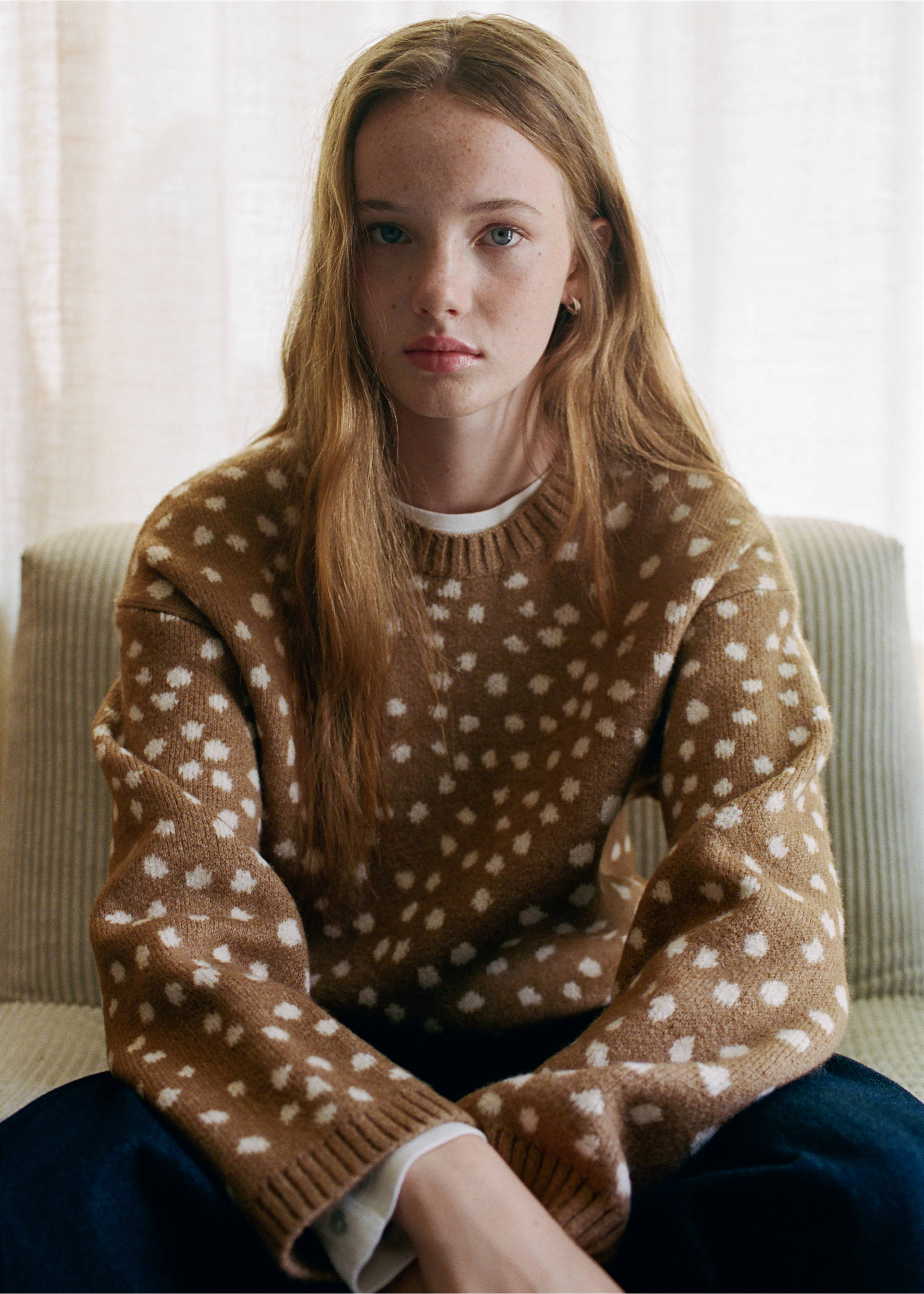 Deer-print jumper - Medium plane, Medium Brown. Ref: 37005887-00.