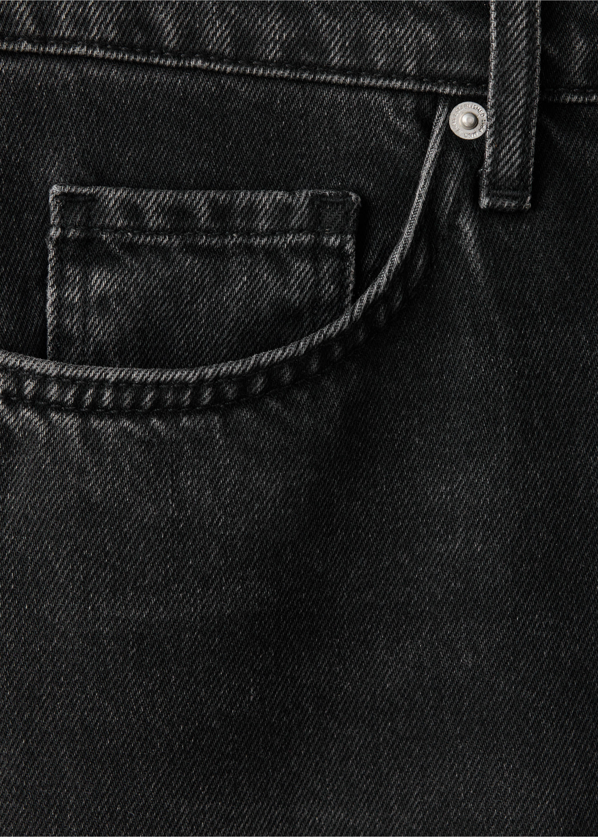Regular-waist straight-leg jeans - Details of the article 0, Black denim. Ref: 37005888-00.