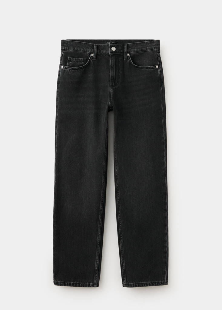 Mid-rise straight jeans — Black denim